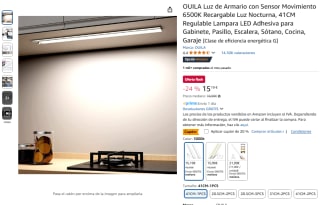 OUILA Luz de Armario con Sensor Movimiento 6500K Recargable, 41CM por 12,15€