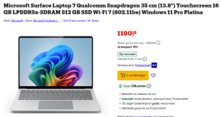 Microsoft Surface Laptop 7 Copilot+ PC - 13,8 inch, SD X Elite (12 Core), 16GB ram, 512GB SSD,Qwerty, voor €1.190,18 bij Bol