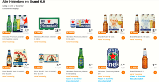 Alle Heineken en Brand 0.0 de 2de gratis bij de AH