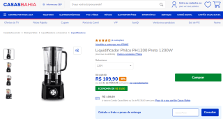 Liquidificador da Philco, modelo PH1200 de 3L - R$ 109,90