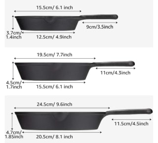 Set 3 sartenes de hierro fundido por 33,49€