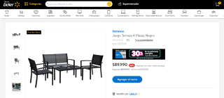 Juego Terraza 4 Piezas Negro por $89.990