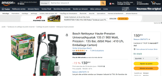Nettoyeur haute pression BOSCH UniversalAquatak 135 - 1900W, 135 bar (Via Remise Panier) à 130€