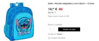 Mochila adaptable a carro Stitch Safta por 14.99€