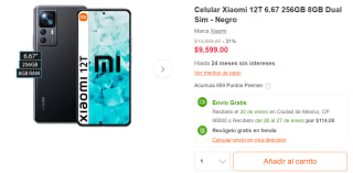 Celular Xiaomi 12T 256GB a $9,599 en Linio