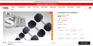York Barbell Pro Hex Dumbbells from £7.49