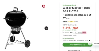 Weber Master Touch GBS E-5755 Houtskoolbarbecue Ø 57 cm voor €246 bij FonQ