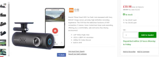 Xiaomi Dash Cam 1080p for only £30.98