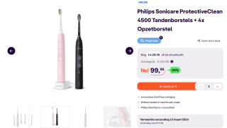 2x Philips Sonicare ProtectiveClean 4500 Tandenborstels + 6x Opzetborstels voor €99,95 bij iBOOD
