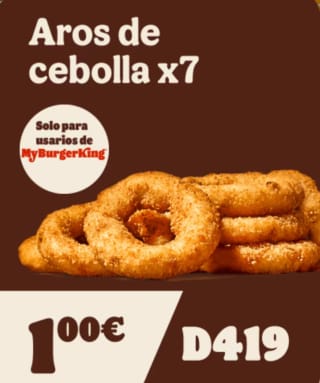 7 Aros de cebolla por solo 1€ Burgerking