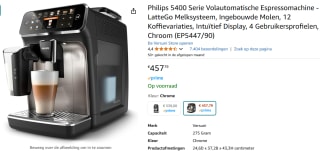 Philips 5400 Series LatteGo volautomatische espressomachine (EP5447/90) voor €457,79 bij Amazon