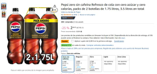2 botellas Pepsi zero sin cafeína por 2,09€ mas en descripción