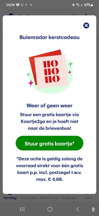 Gratis Kaart versturen incl. postzegel via de Buienradar app en Kaartje2Go.nl
