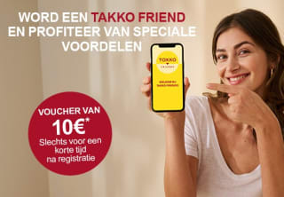 €10 welkomstvoucher als je je registreert als Takko Friend