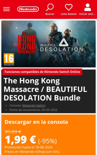 The Hong Kong Massacre. Beautiful Desolation Bundle Nintendo Switch por 1,99€.