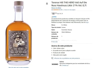 Terence Hill THE HERO Voll Auf Die Nuss Haselnuss Likör 21% Vol. 0,7l por 18,74€