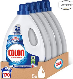 Detergente Colon Gel Activo para lavadora pack de 5 170 dosis a solo 19,69€