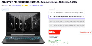 Asus tuf f15 144hz rtx3050 gaming laptop voor €679 bij Bol.com