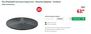 The Windmill Cast Iron - Gietijzeren Plancha voor Camp Stove en Keramische BBQ voor €63,96 bij Welkoop