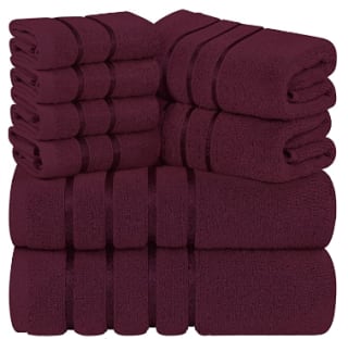 Juego de 8 toallas color borgoña por 23.99€