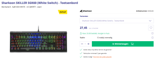 Sharkoon SKILLER SGK60, gaming toetsenbord voor €27,45 bij Azerty