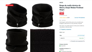 Braga de cuello térmica de Nieve y Esquí Wedze Firstheat por 1,59€