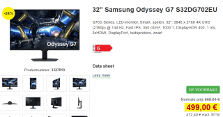 Samsung Odyssey G7 G70D 32" Zwart voor €499 bij Proshop