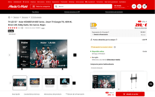 Televisor Haier H55K85FUX 55 pulgadas Smart TV por 299€