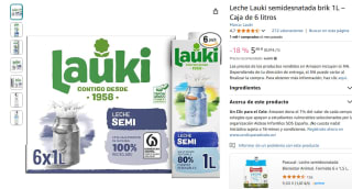 Leche Lauki semidesnatada brik 1L – Caja de 6 litros por 5,41€