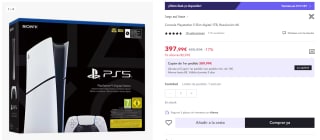 Consola Playstation 5 Slim digital 1TB, Resolución 4K por 397,99€ (nuevos usuarios por 385,99€)