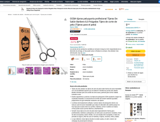 Tijeras OCBA profesional Tijeras Barbero 6.0" por solo 3,31€