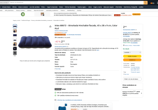 Almohada Intex 68672 Hinchable flocada 43x28x9cm Azul por solo 2,99€