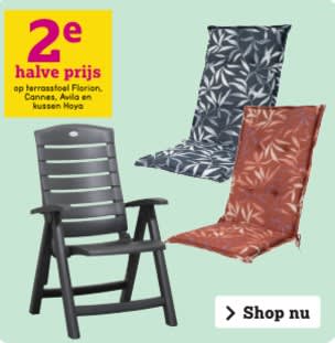 2e halve prijs op diverse terrasstoelen bij Leen Bakker