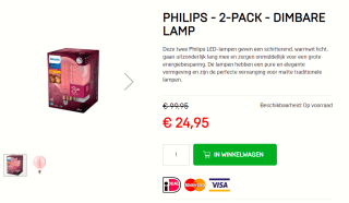 2-Pack Philips E27 Classic Globe Roze 4,5W Extra Warm Wit Dimbaar voor €24,95 bij Dagknaller