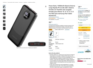 Batería 10000mAh Externa Carga Rapida a solo 13,49€