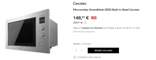 Microondas Cecotec GrandHeat 2550 Built-in Steel por 148.99€