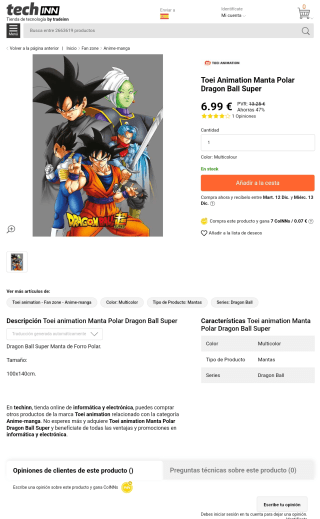 Manta Toei Animation Polar Dragon Ball Super 100x140cm por 6,99€