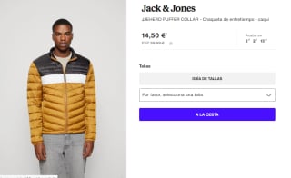 Chaqueta de entretiempo para Hombre Jack & Jones JJEHERO PUFFER COLLAR por 14.5€