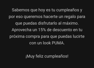 Cupón de descuento en Puma por tu cumpleaños