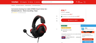 Auriculares Gaming Con Cable HYPERX Cloud II por 58€