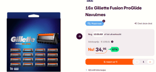 Gillette ProGlide 16 scheermesjes voor €34,9 bij Ibood