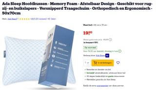 Ada Sleep hoofdkussen voor €19,90 bij Bol
