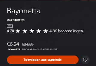 Bayonetta voor €6,24 in de Playstation Store