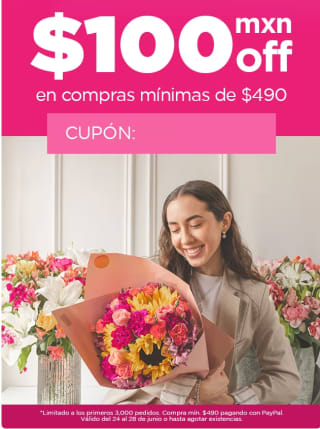 Cupón Envia Flores: $100 de descuento con PayPal en compra de mínimo $490
