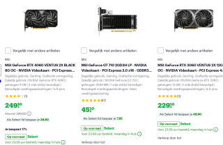 Tot €80 korting op videokaarten van ASUS&MSI bij Bol