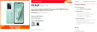 Téléphone Oneplus nord N20 SE à 94,81€