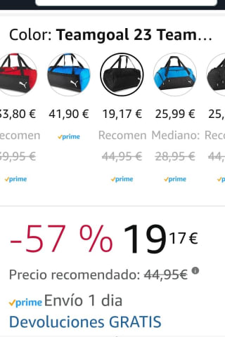 Puma Bolsa de fútbol por 19,17€.