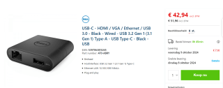 Dell USB-C Adapter DA200 - HDMI/VGA/RJ45/USB voor €51,96 bij Senetic