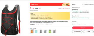 Mochila de camping plegable - 20L por 3.72€