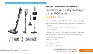 Philips Snoerloze Wet & Dry-stofzuiger incl. 2 accu's voor €449 in de Philips Store